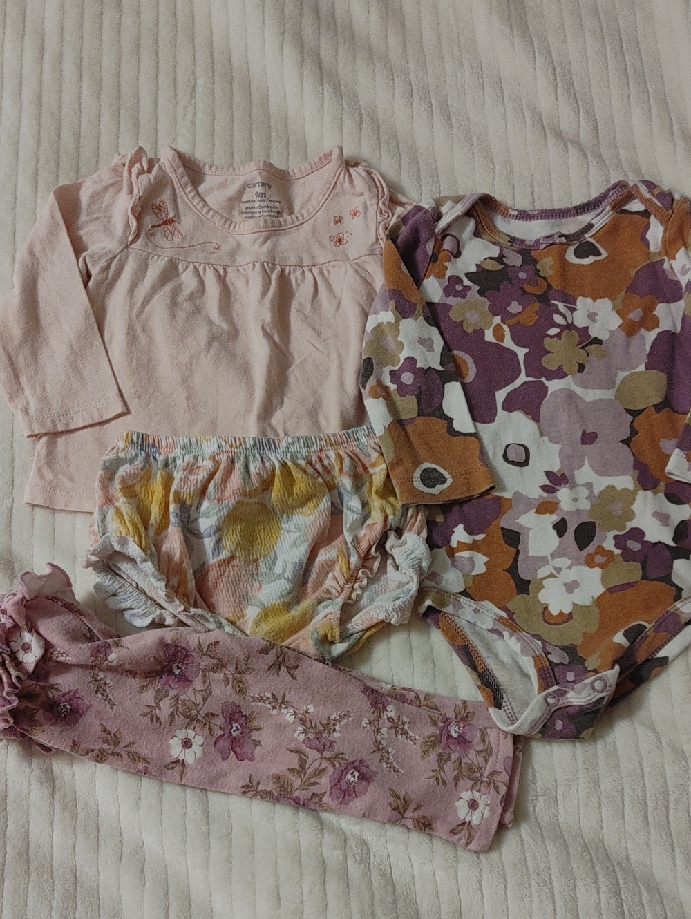 Four Pieces Three Carter's And One Baby Essentials Size 9 Months